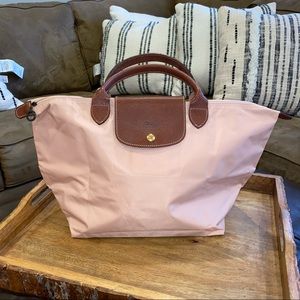 Pale Pink Le Pliage Medium Longchamp Bag